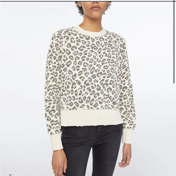 FRAME Caramel Cheetah Animal Print Multi Sweatshirt Crewneck Cotton Sz S - Picture 1 of 13